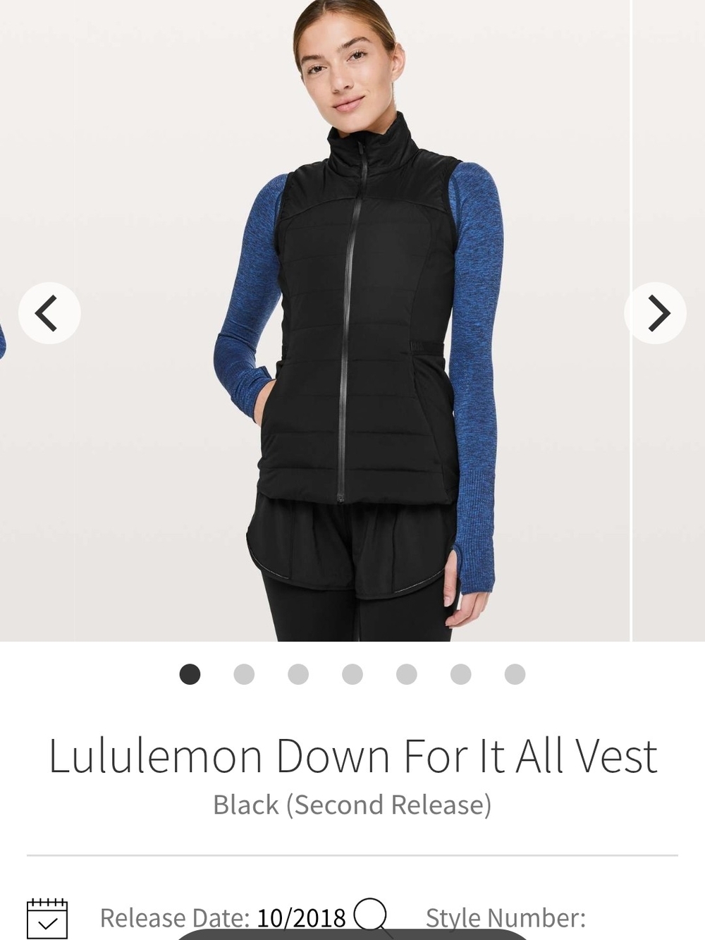Lululemon athletica Down For It All Vest - Black sz. 8